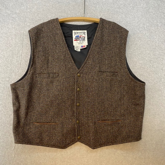 Schaefer Outfitter Size XXL Vintage Brown Wool Blend Western Style Vest • USA - Picture 1 of 7